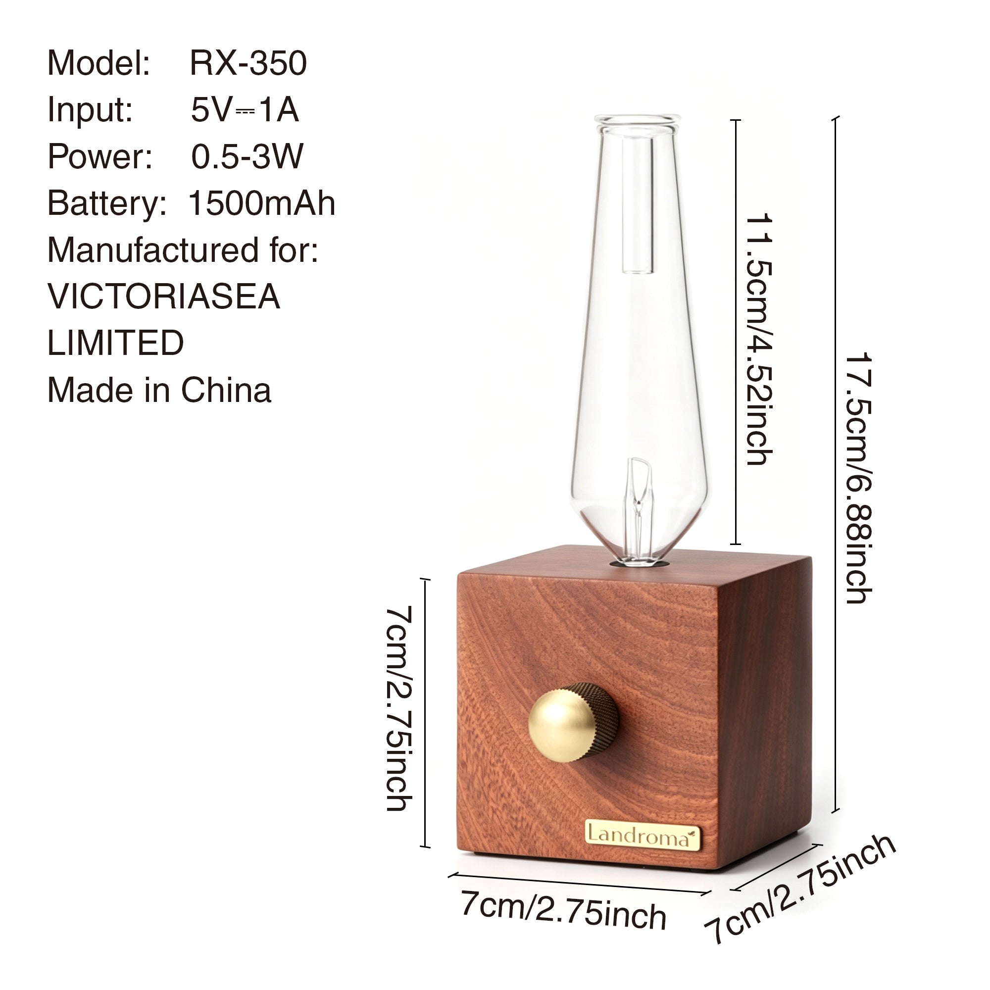LANDROMA Sapele Wood Nebulizing Aroma Diffuser, Premium Wooden Essential Oil Diffuser for Home & Office, Silent Operation & Relaxing Fragrance 350 Secondary image