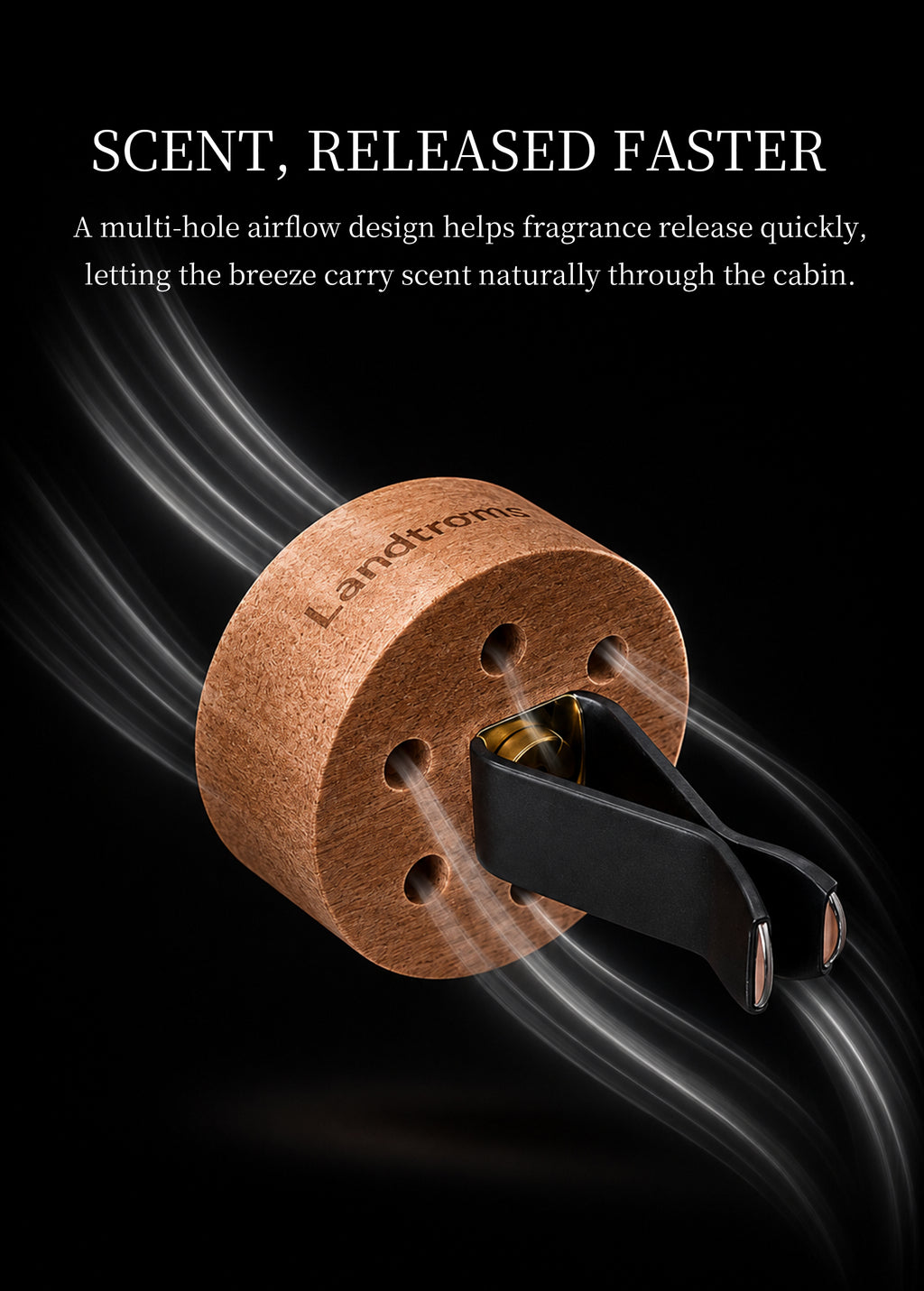 Landroma Sapele Wood Flower Car Vent Diffuser Clip, Natural Wooden Car Air Freshener Diffuser with 10ml Aroma Essential Oil, Long Lasting Car Aromatherapy Fragrance Kit