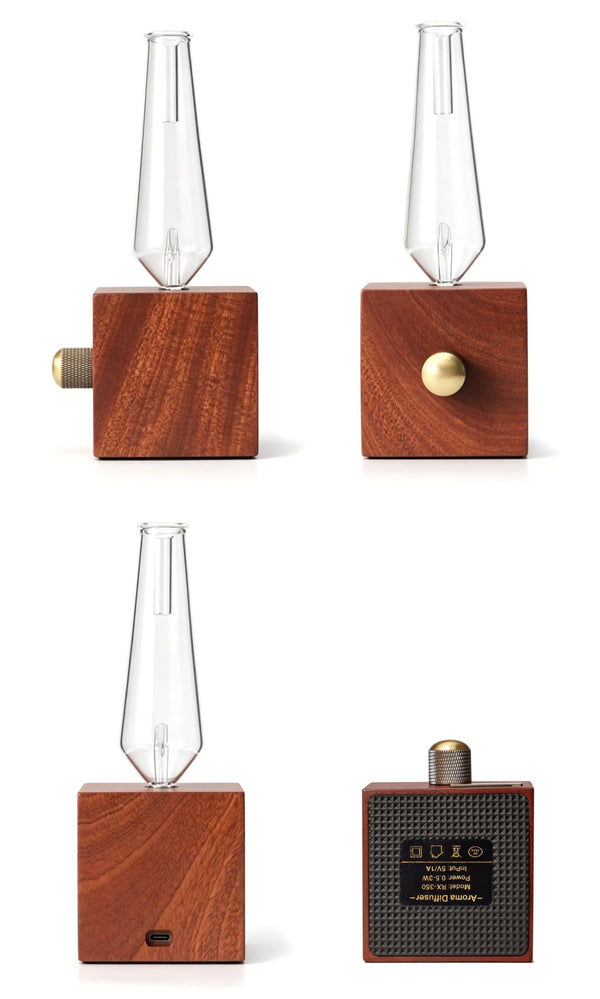 LANDROMA Sapele Wood Nebulizing Aroma Diffuser, Premium Wooden Essential Oil Diffuser for Home & Office, Silent Operation & Relaxing Fragrance 350