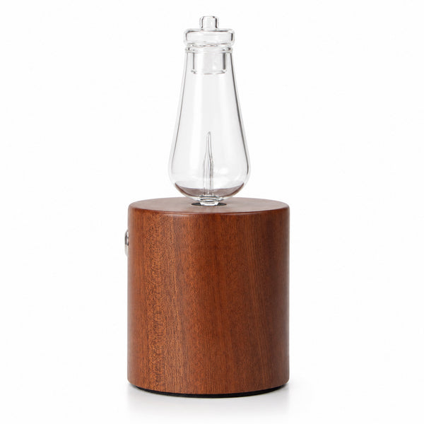 LANDROMA Sapele Wood Car Nebulizing Diffuser, Cylindrical Glass Essential Oil Atomizer, Ultra Quiet Portable Car Fragrance Diffuser for Vehicles