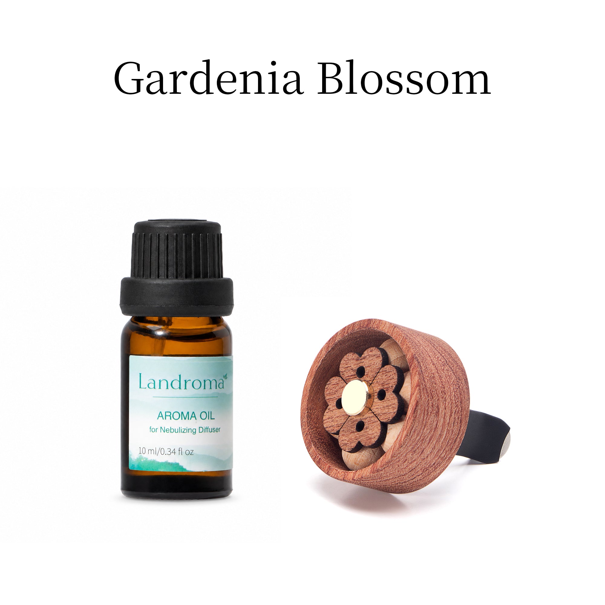 Landroma Sapele Wood Flower Car Vent Diffuser Clip, Natural Wooden Car Air Freshener Diffuser with 10ml Aroma Essential Oil, Long Lasting Car Aromatherapy Fragrance Kit