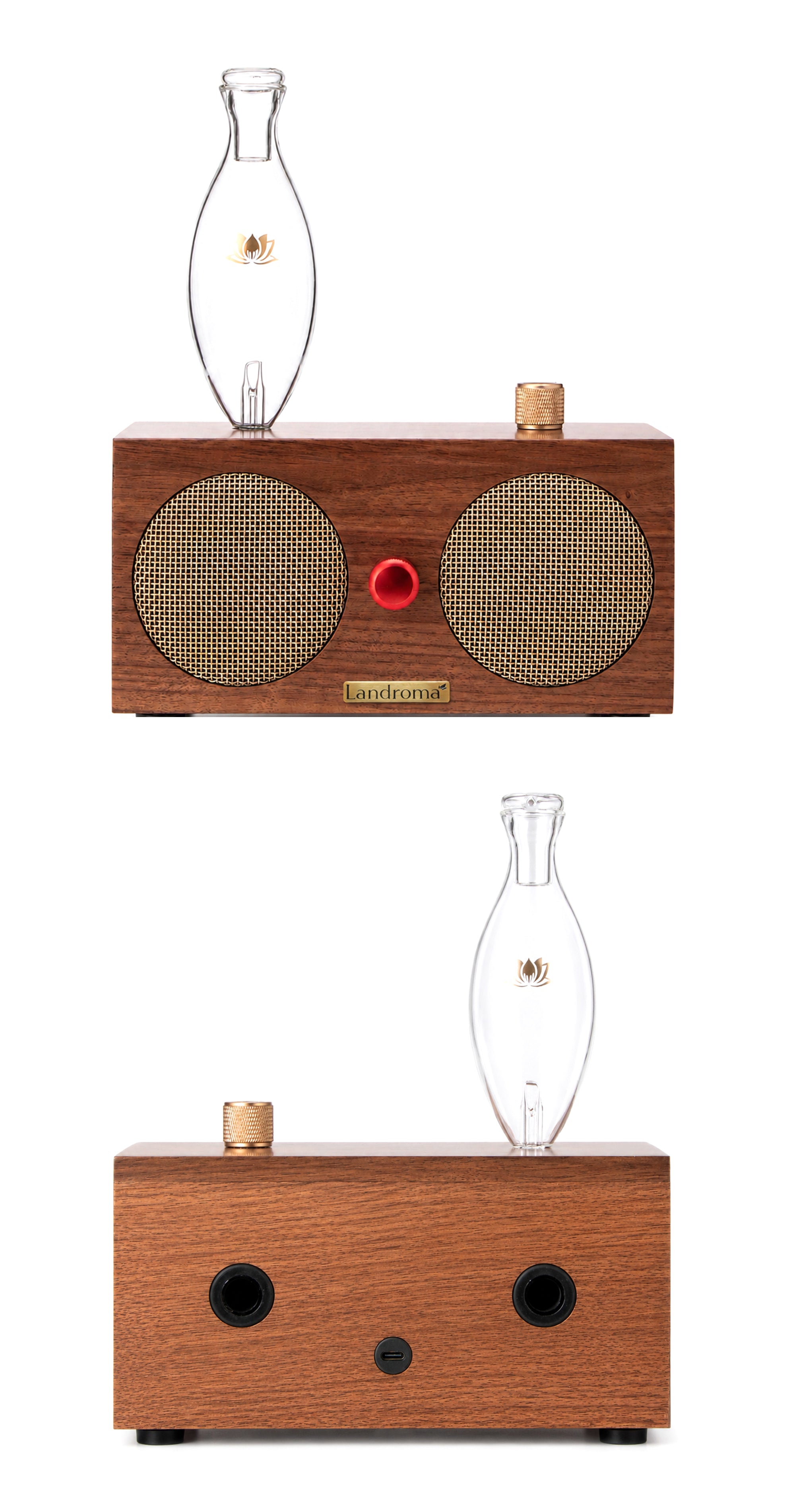 Landroma Sapele Wood Bluetooth Speaker & Nebulizing Aroma Diffuser – Premium Wooden Aroma Speaker, Silent Operation, Rich Bass, Perfect for Home & Office 450