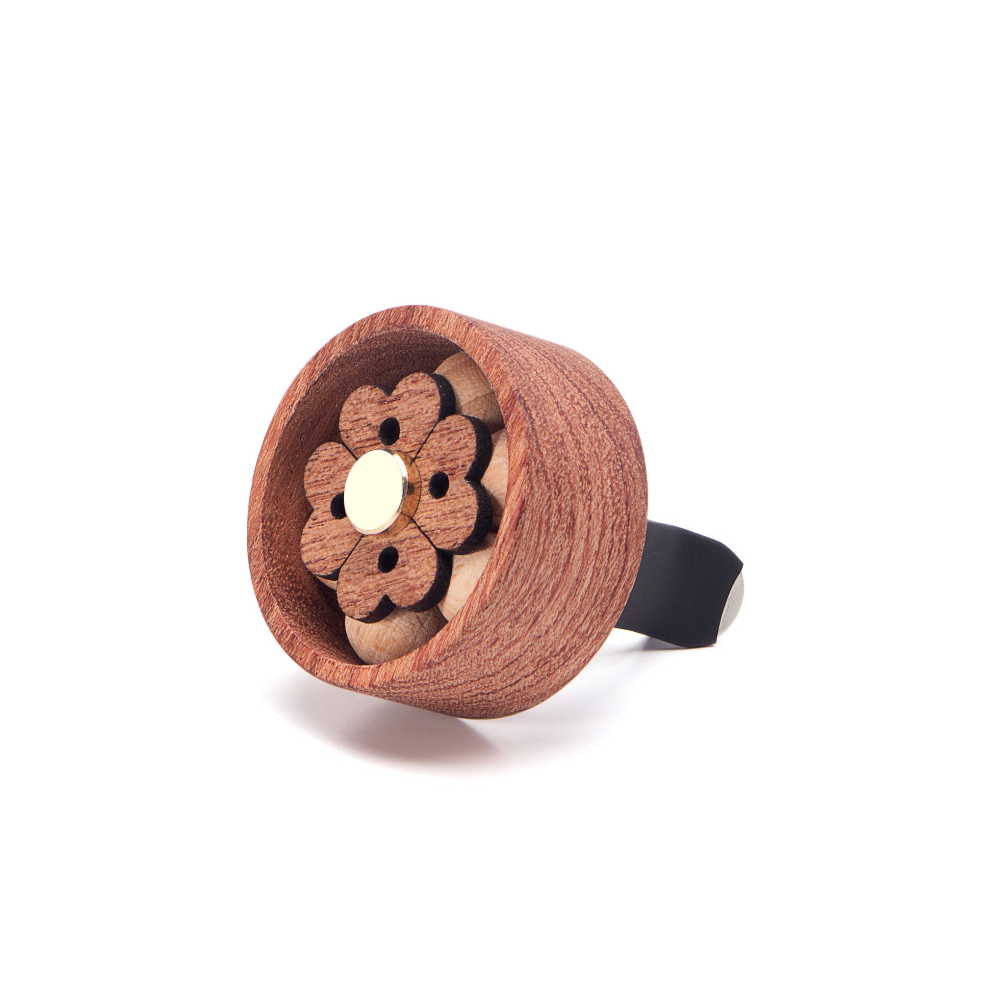 Landroma Sapele Wood Flower Car Vent Diffuser Clip, Natural Wooden Car Air Freshener Diffuser with 10ml Aroma Essential Oil, Long Lasting Car Aromatherapy Fragrance Kit