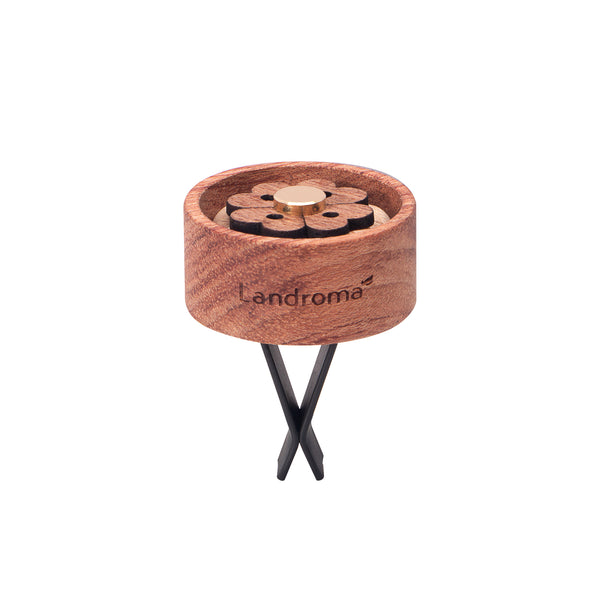 Landroma Sapele Wood Flower Car Vent Diffuser Clip, Natural Wooden Car Air Freshener Diffuser with 10ml Aroma Essential Oil, Long Lasting Car Aromatherapy Fragrance Kit