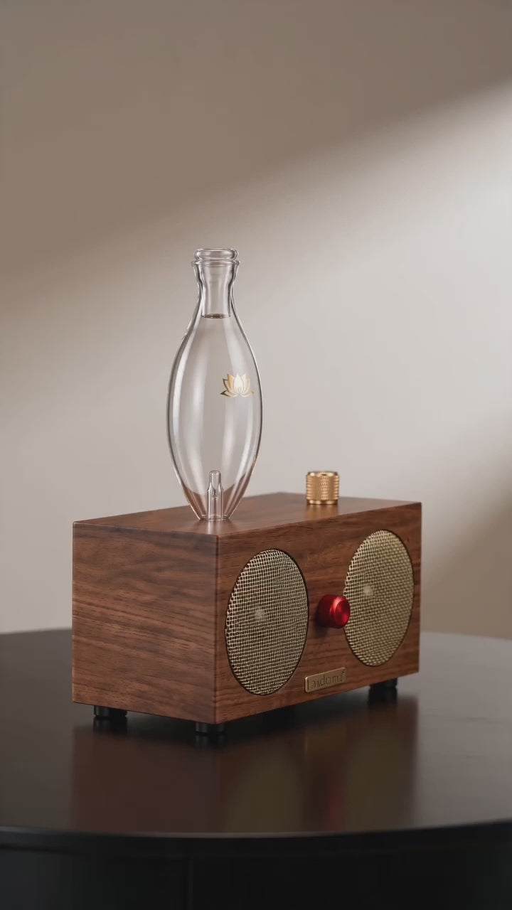 Landroma Sapele Wood Bluetooth Speaker & Nebulizing Aroma Diffuser – Premium Wooden Aroma Speaker, Silent Operation, Rich Bass, Perfect for Home & Office 450