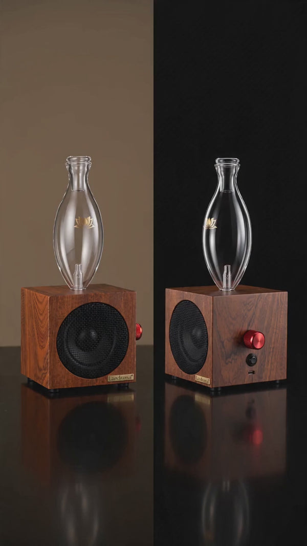 LANDROMA Sapele Wood Bluetooth Speaker & Nebulizing Diffuser, Premium Wooden Essential Oil Atomizer for Home & Office, Silent Operation, Warm Sound 410